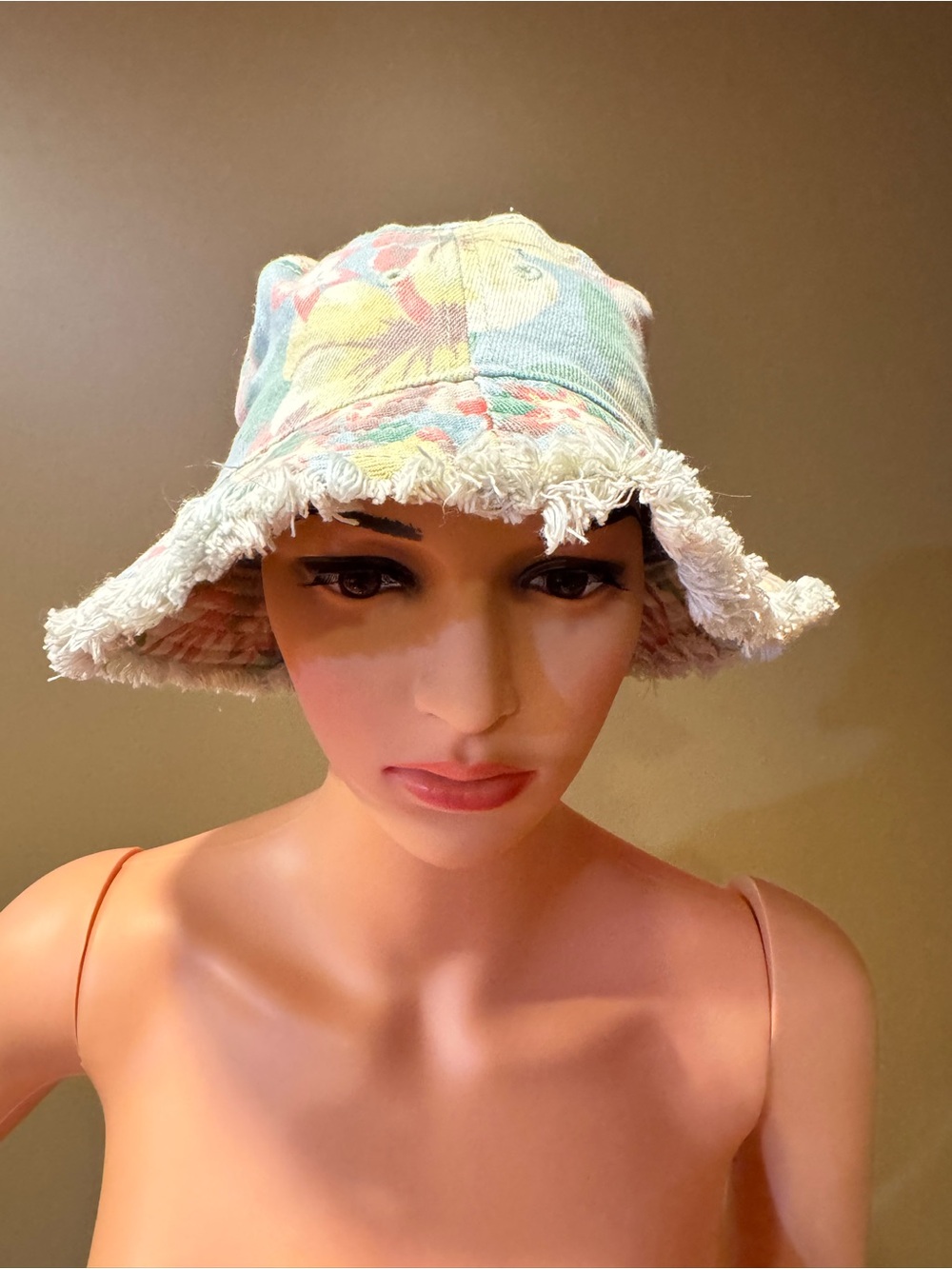 Aerie Pastel Floral Frayed Bucket Hat - Pink, Yellow, Blue, Green